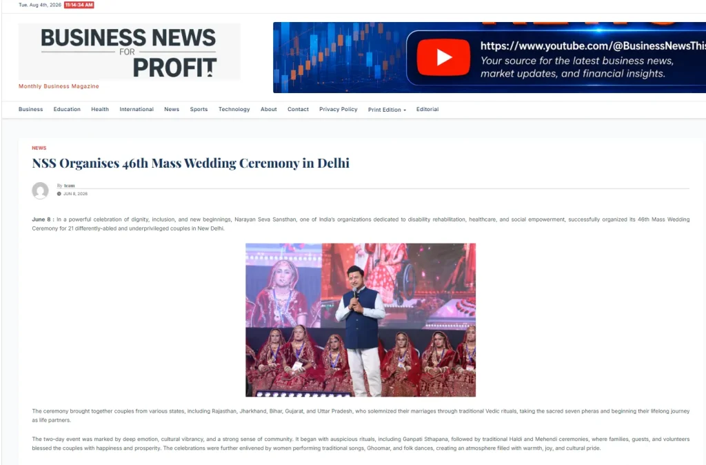 Mass marriage event for differently-abled couples